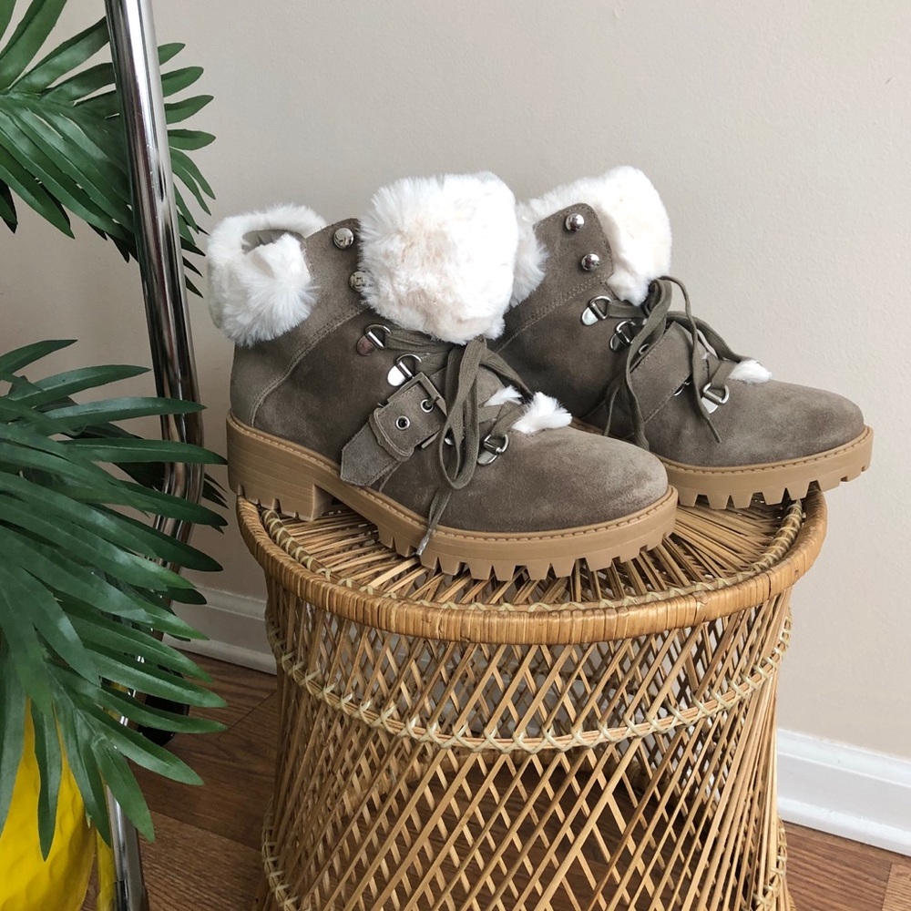 Kendall & Kylie Edison Suede Faux Fur Boots 9.5